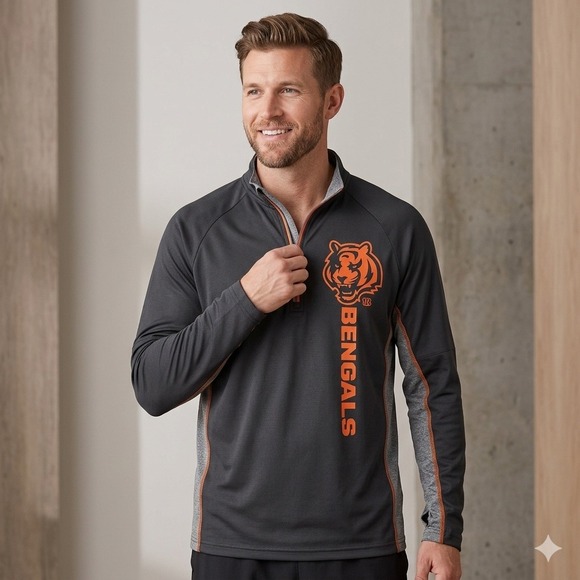NFL Other - NFL Cincinnati Bengals Mens Size Large 1/4 Zip Pullover Performance Shirt Black
